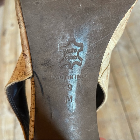 Donald J Pliner Cork Slingback Heels Stiletto Sandal Shoe 9 - Picture 15 of 15